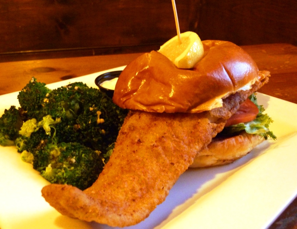 Fish sandwich from Father's Kitchen and Taphouse in Sandwich, Masssachusetts.