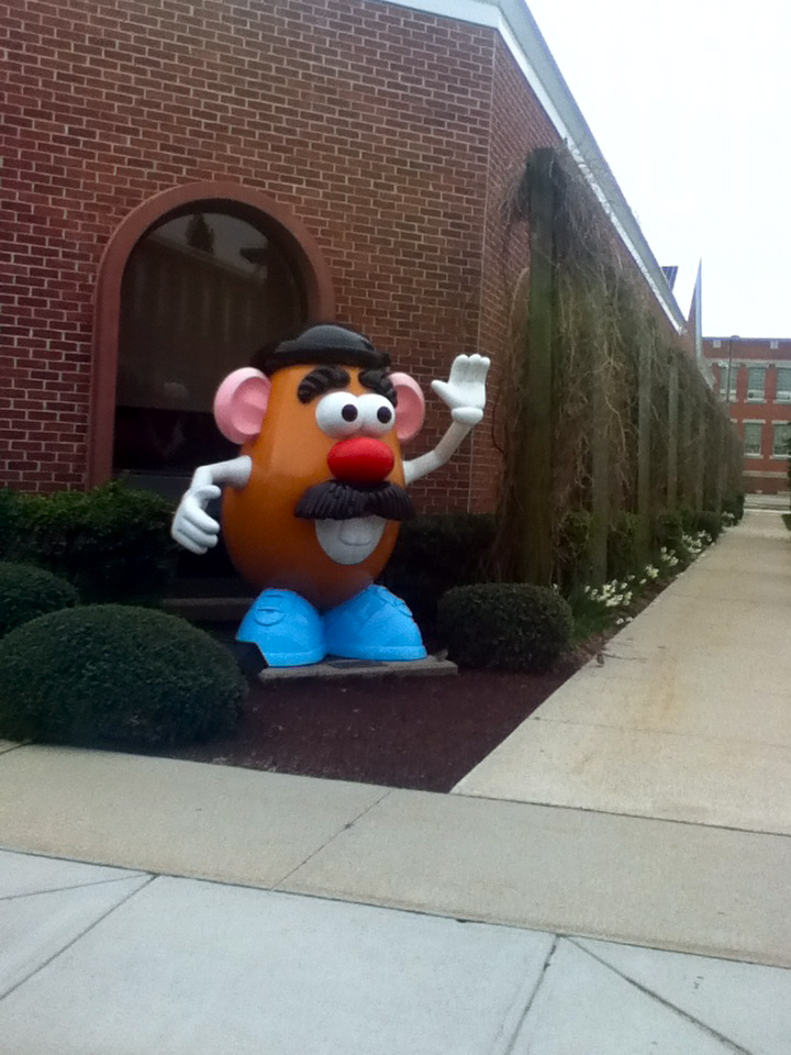 The Mr. Potato Head statue at the Hasbro toy company, Pawtucket RI