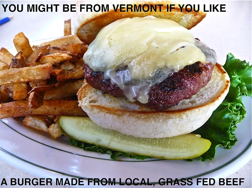 Grass fed burger from Chelsea Royal Diner in Brattleboro Vernont