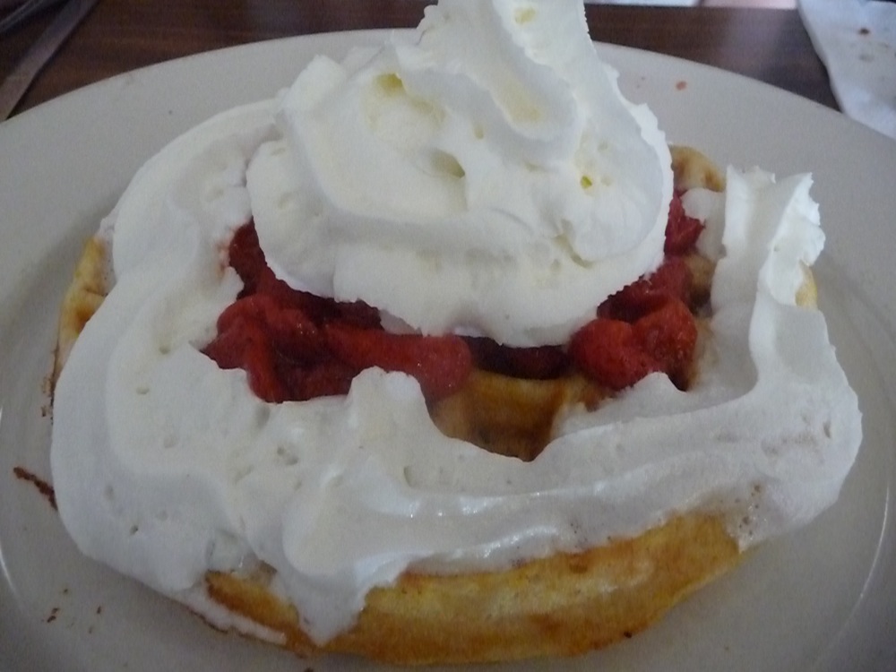 Waffles with strawberries and whip cream at Joe's Diner in Lee MA (photo by Eric)