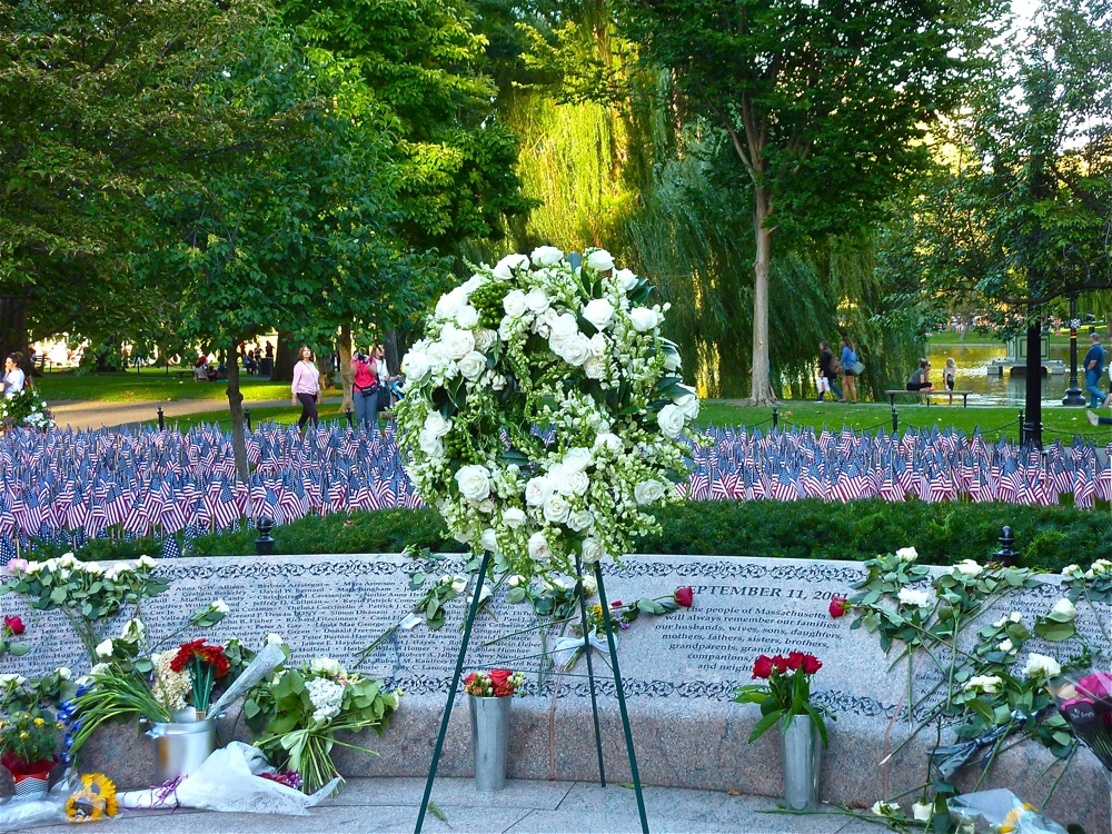 9-11 display the Boston Public Garden in Boston MA