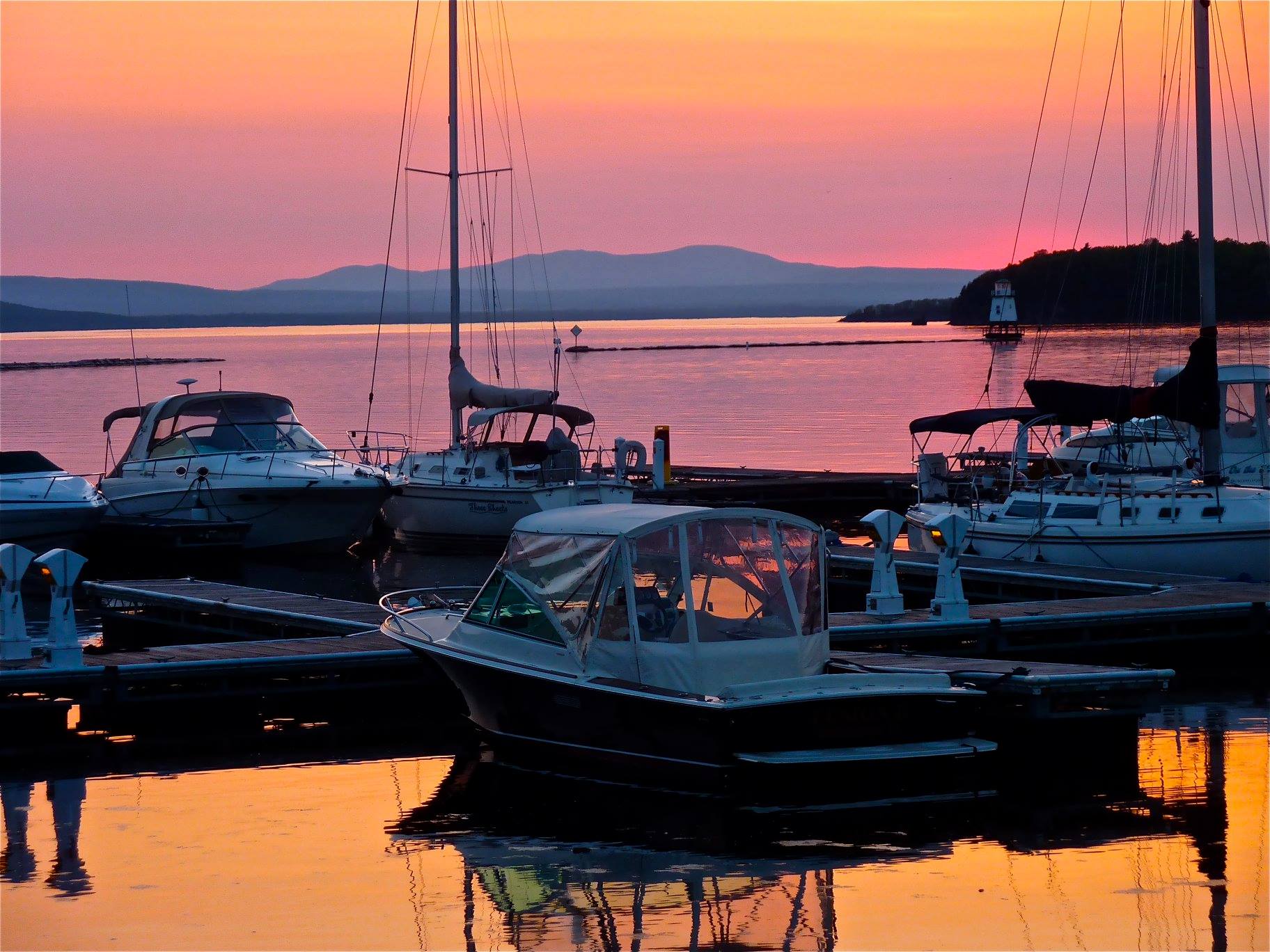 Sunset in Burlington, Vermont at Lake Champlain,