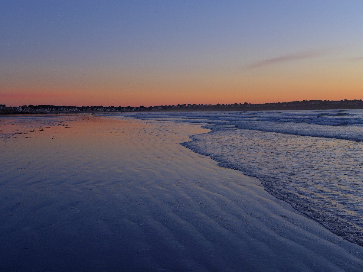 A late sunrise at Long Sands Beach, York Beach, Maine.
