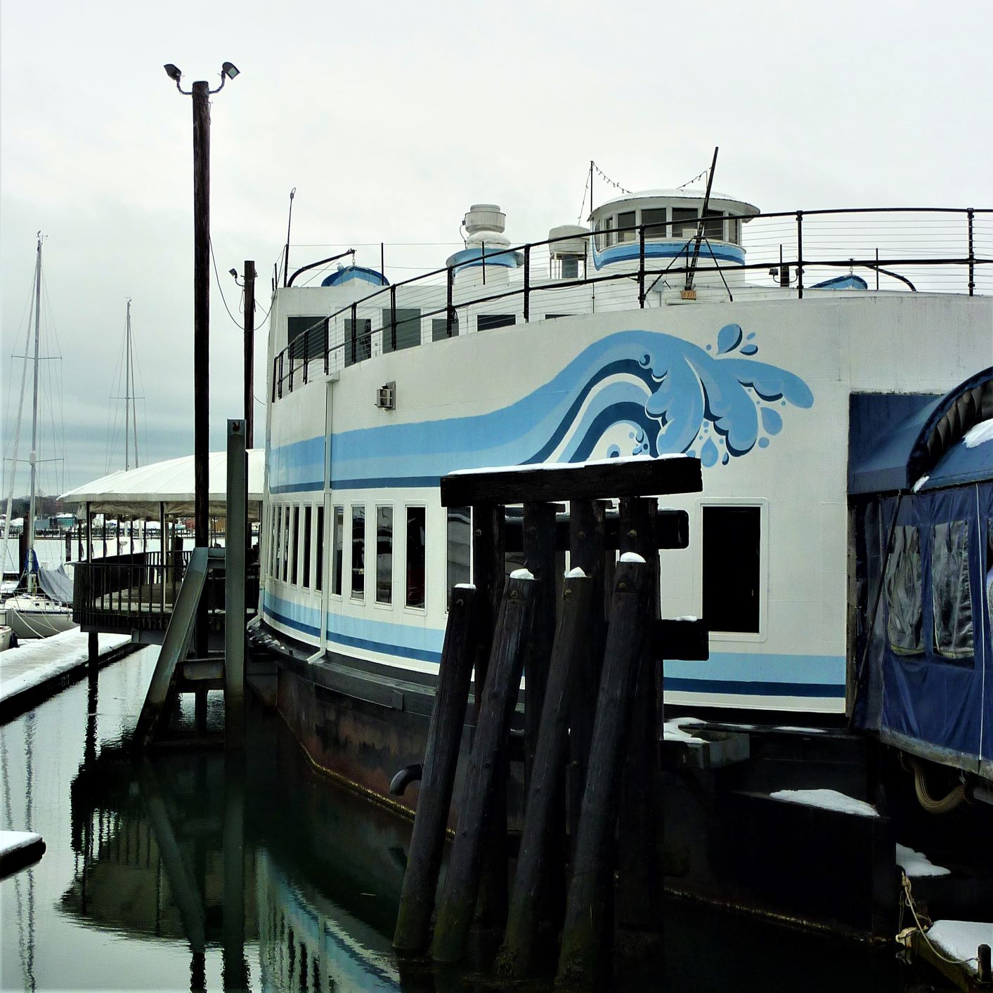 DiMillo's On the Water is located on a converted car ferry at the Portland, ME waterfront.