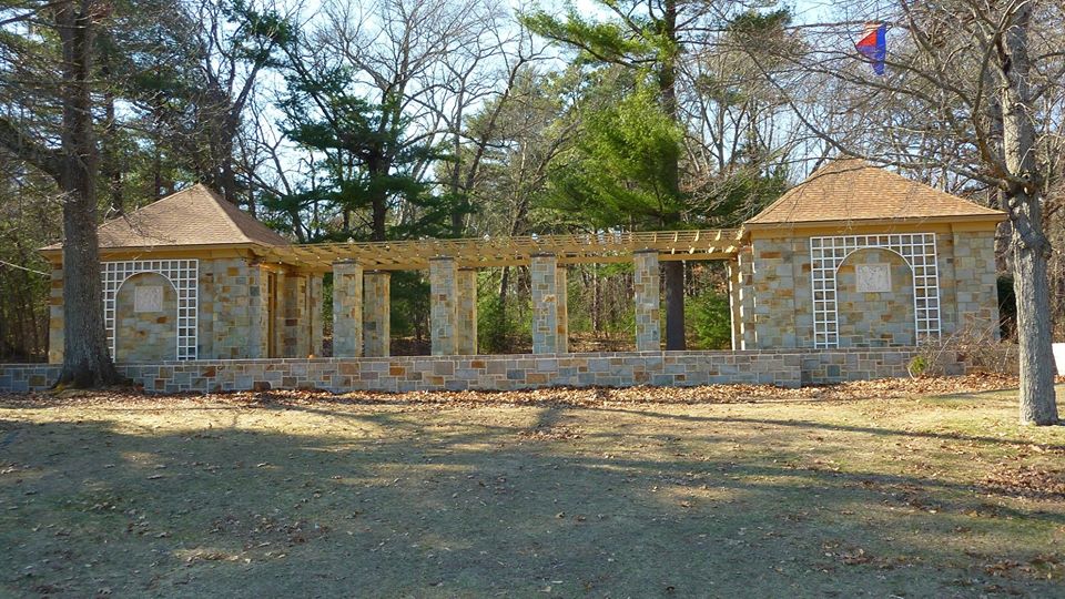 Stone-built outdoor theater at Bird Park in Walpole, MA.