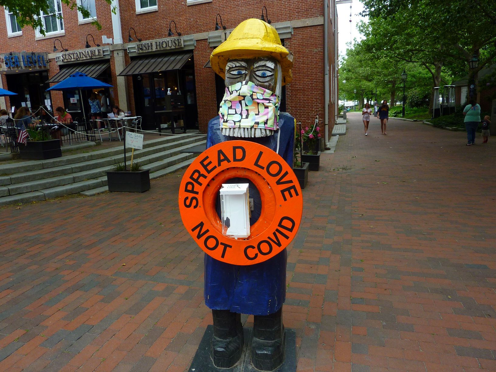 Spread Love Not Covid statue in Newburyport, Mass.