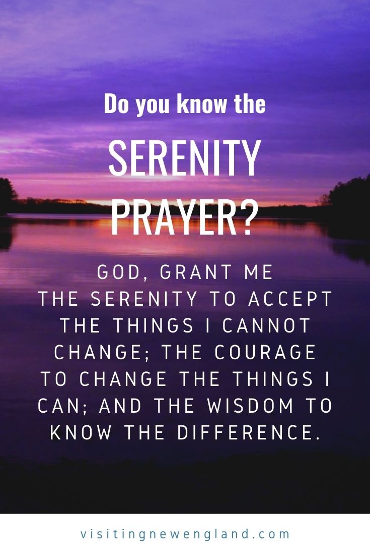 Wise Words from The Serenity Prayer. Photo taken at Willett Pond in Walpole, Mass.