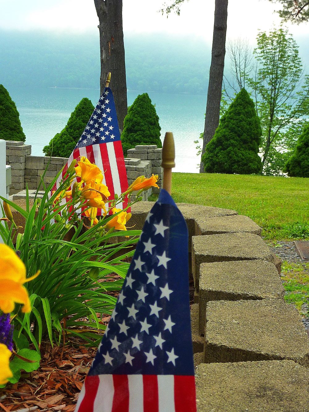 Beautiful scene overlooking the lake at Cobblescote on the Lake in Cooperstown, N.Y.