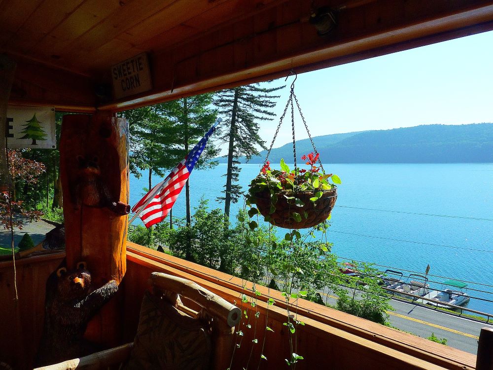 View from the front porch at Cobblescote on the Lake in Cooperstown, N.Y.