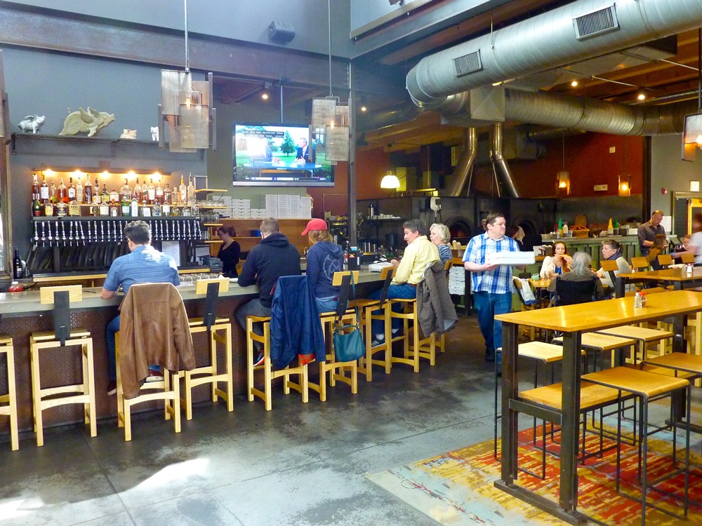 Dining room and bar at When Pigs Fly in Kittery, Maine.