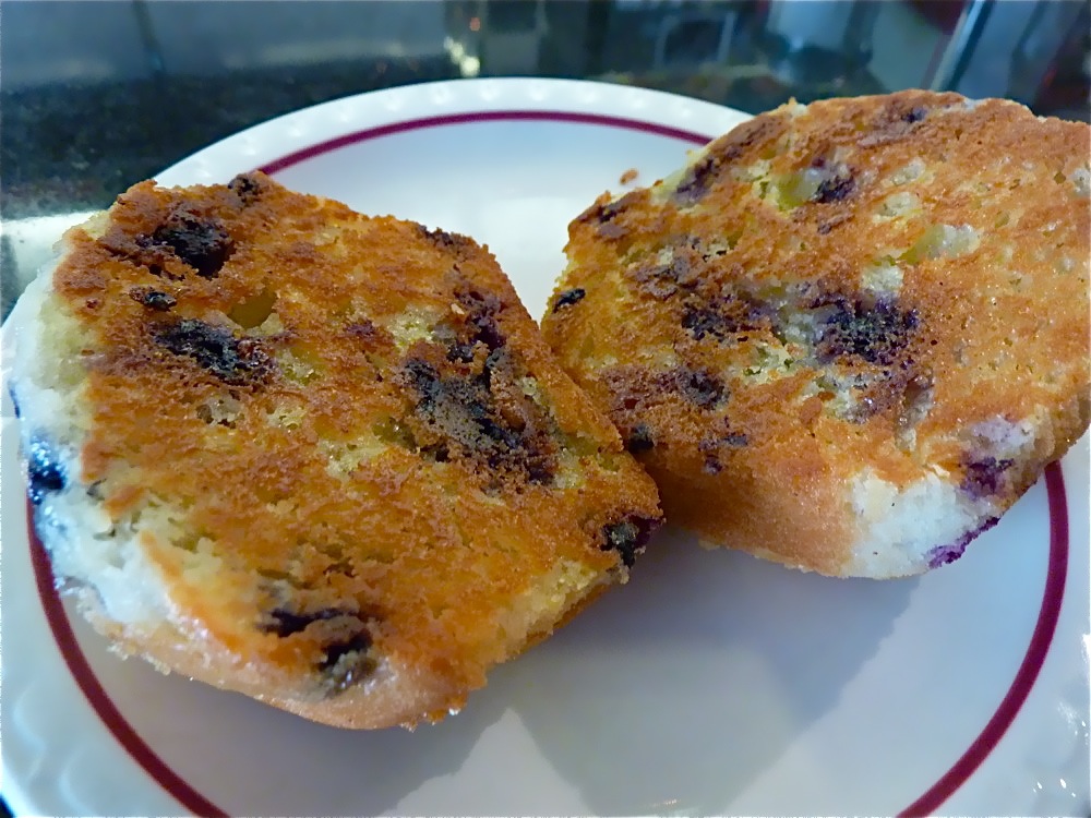 Grilled, buttered blueberry muffin from Joey's Diner in Amherst NH