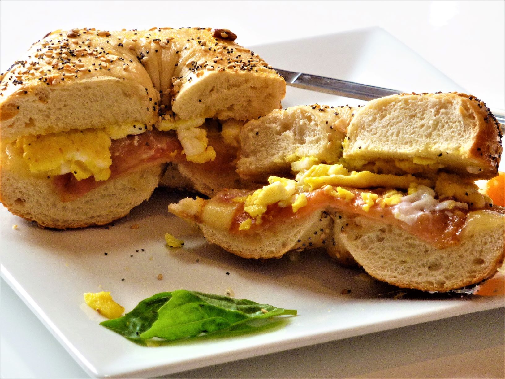 Bacon, egg and cheese on a bagel from Millis Clicquot Coffee.