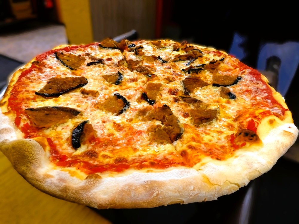 Eggplant Pizza from the Pleasant Cafe in Roslindale, Mass.,