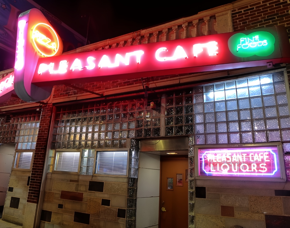Out front at the Pleasant Cafe in Roslindale, Mass.
