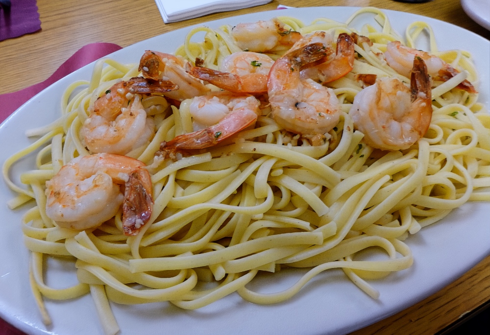 Shrimp Scampi from the Pleasant Cafe in Roslindale, Mass.