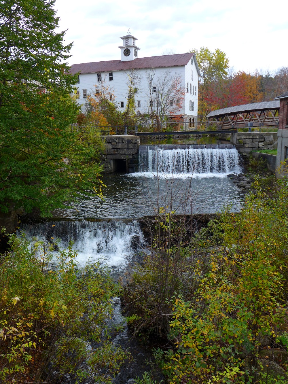 Waterfalls, history by the Riverwalk at Sunapee Harbor, N.H.