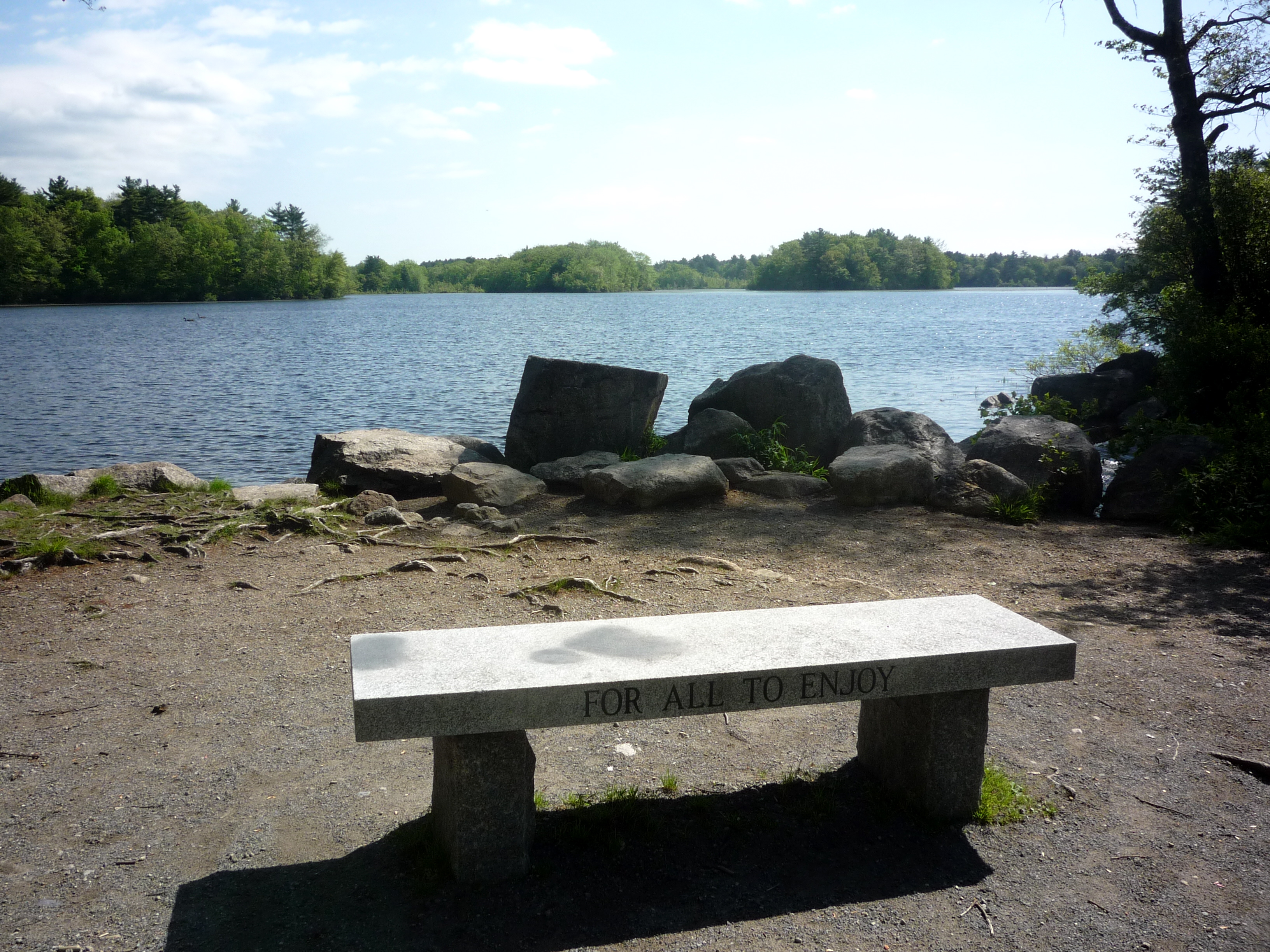 Picture of bench at pond, Borderland State Park