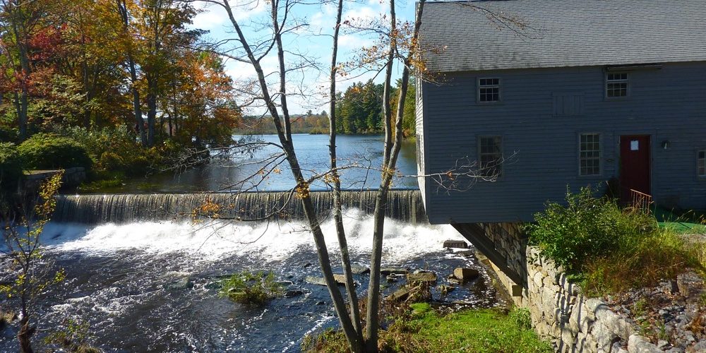 Spaulding Gristmill waterfall in Townsend, Massachusetts