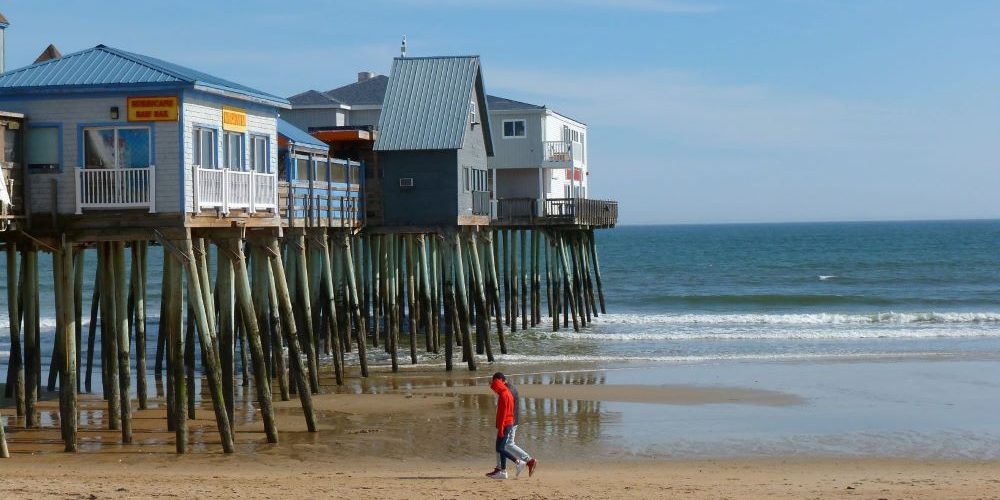 Off season social distancing at Old Orchard Beach, Maine.