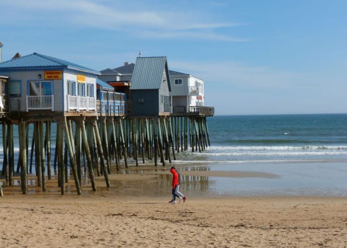 Off season social distancing at Old Orchard Beach, Maine.