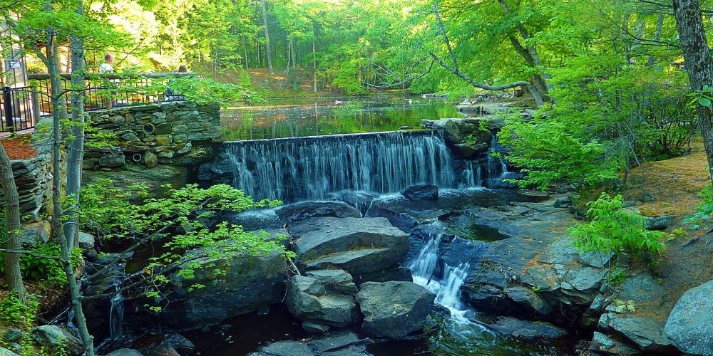 Beautiful waterfall at the Old Mill Restaurant in Westminster, Mass.