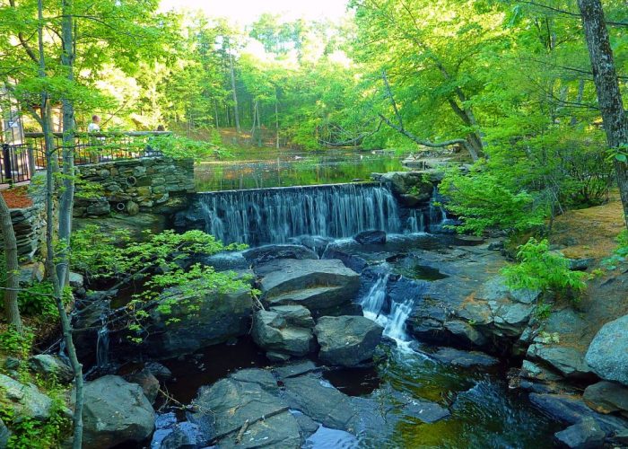 Beautiful waterfall at the Old Mill Restaurant in Westminster, Mass.
