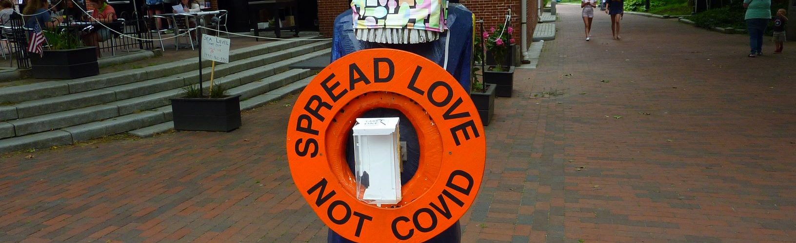 Spread Love Not Covid statue in Newburyport, Mass.
