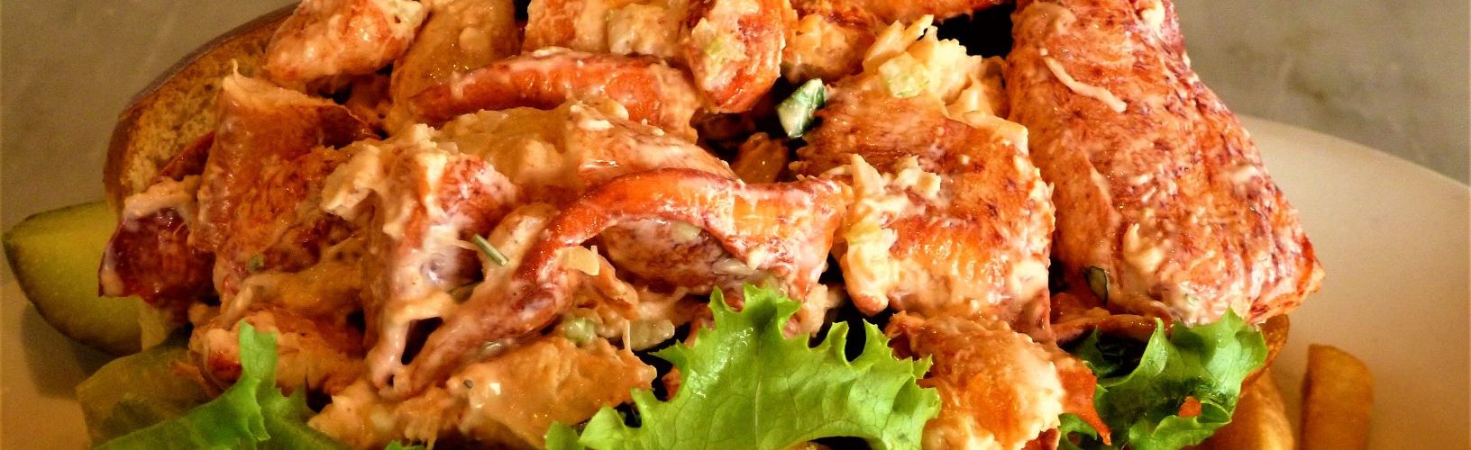 Overflowing lobster roll from Coast Guard House in Narragansett, R.I.