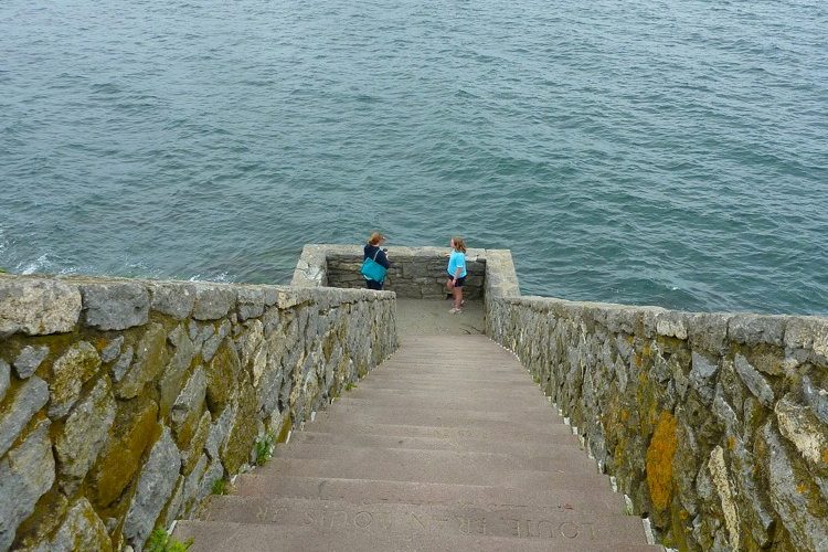 Stairway to the ocean at Newport's Cliff Walk in Newport, R.I.