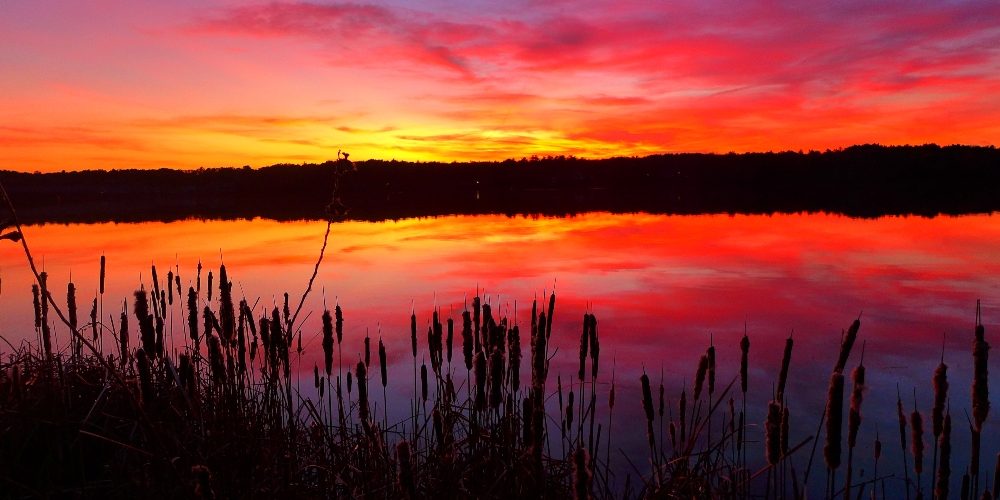 Sunset at Willett Pond in Walpole and Norwood, MA.
