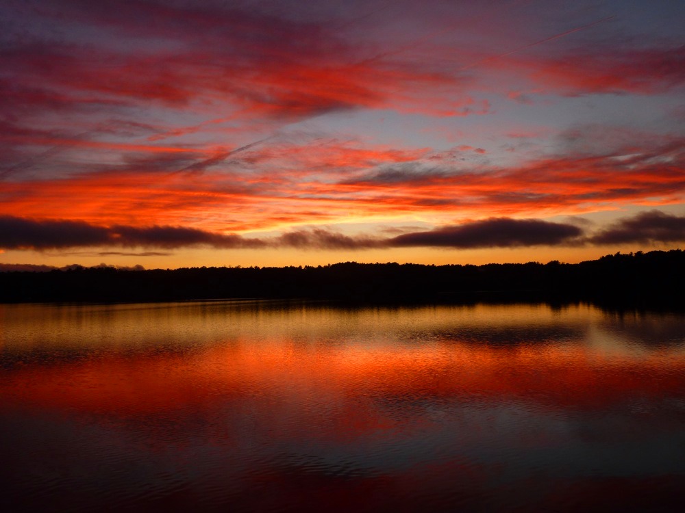 Sunset at Willett Pond in Walpole, MA.